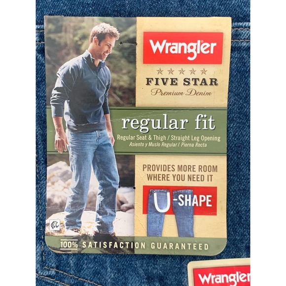 Wrangles Five Star Men's Jeans Dark Stonewash Size 40 x 32 - Picture 2 of 10